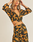 The Jeanne Floral Tie Waist Crop Top