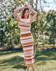 The Myley Striped Crochet Top + Midi Skirt Set - Sold Separately