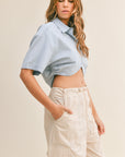 The Leah Cropped Button Up Top