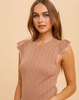The Marla Textured Flutter Sleeve Top