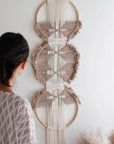 Large Hand-Woven Rattan Ring Wall Hanging - Mauve