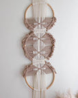 Large Hand-Woven Rattan Ring Wall Hanging - Mauve
