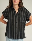 The Meena Striped Button Down Top