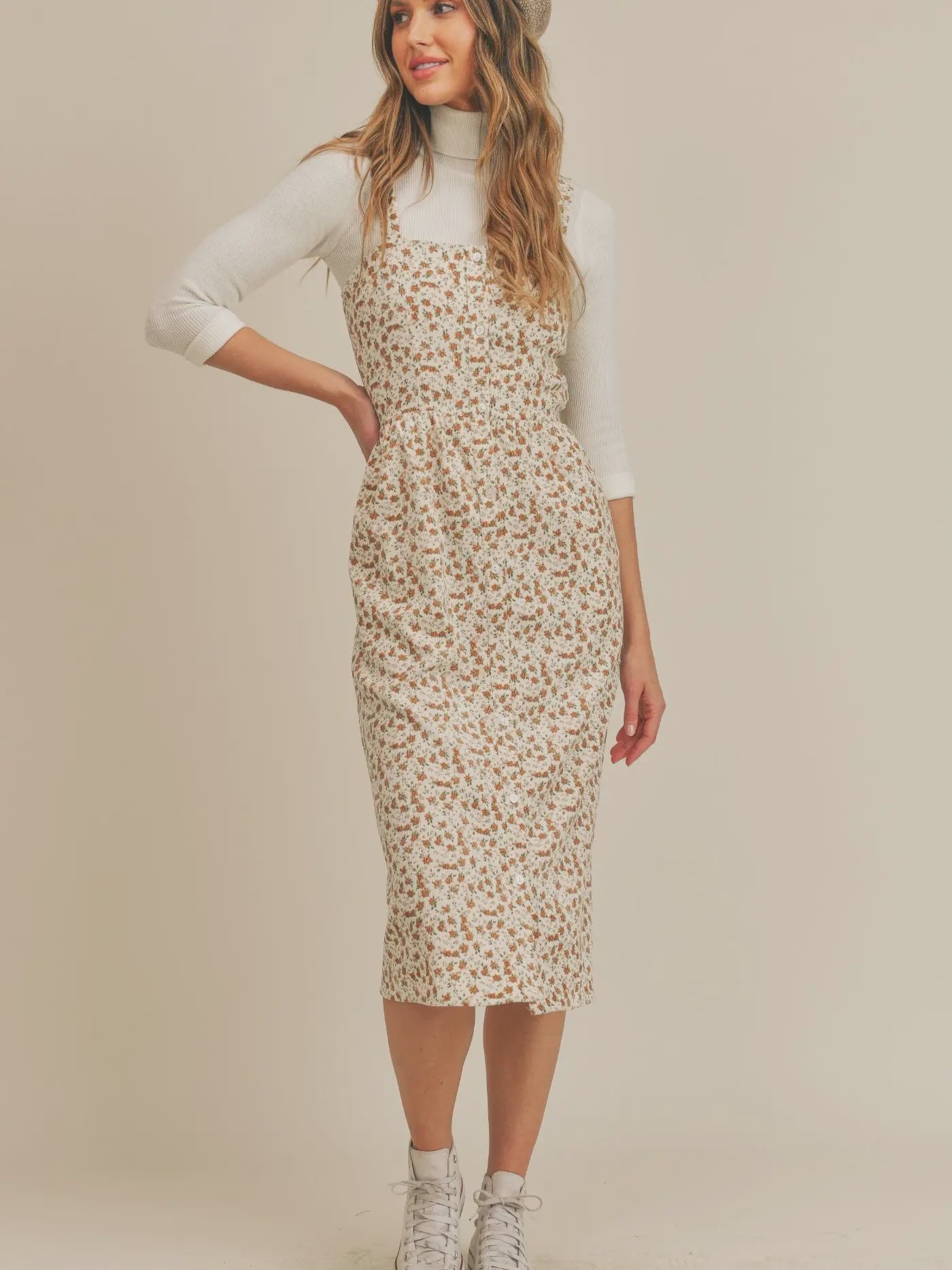 cord midi dress Amanda Cord Midi Dress-Fern