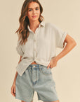 The Ricki Waffle Knit Button Down Top