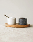 Black + White Marble Pinch Bowl Set with Brass Spoon