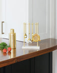 White Marble and Gold Hanging Cocktail Set