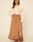 The Shay Floral Button Maxi Skirt