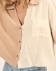The Shayla Color Block Button Up Top