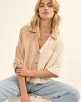 The Shayla Color Block Button Up Top
