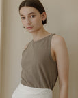 The Sydney Olive Cotton-Linen Top