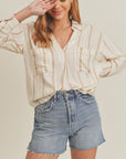 The Hallie Stripe Button Down Top