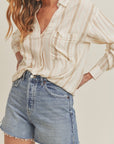 The Hallie Stripe Button Down Top