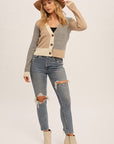 The Marley Colorblock Crop Cardigan