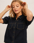 The Oliver Puff Sleeve Denim Top