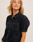 The Oliver Puff Sleeve Denim Top