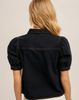 The Oliver Puff Sleeve Denim Top