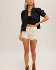The Oliver Puff Sleeve Denim Top