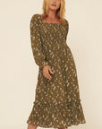 The Trisha Smocked Floral Midi Dress