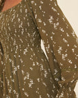 The Trisha Smocked Floral Midi Dress