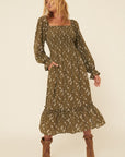 The Trisha Smocked Floral Midi Dress