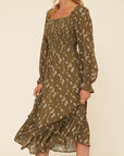 The Trisha Smocked Floral Midi Dress