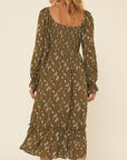 The Trisha Smocked Floral Midi Dress