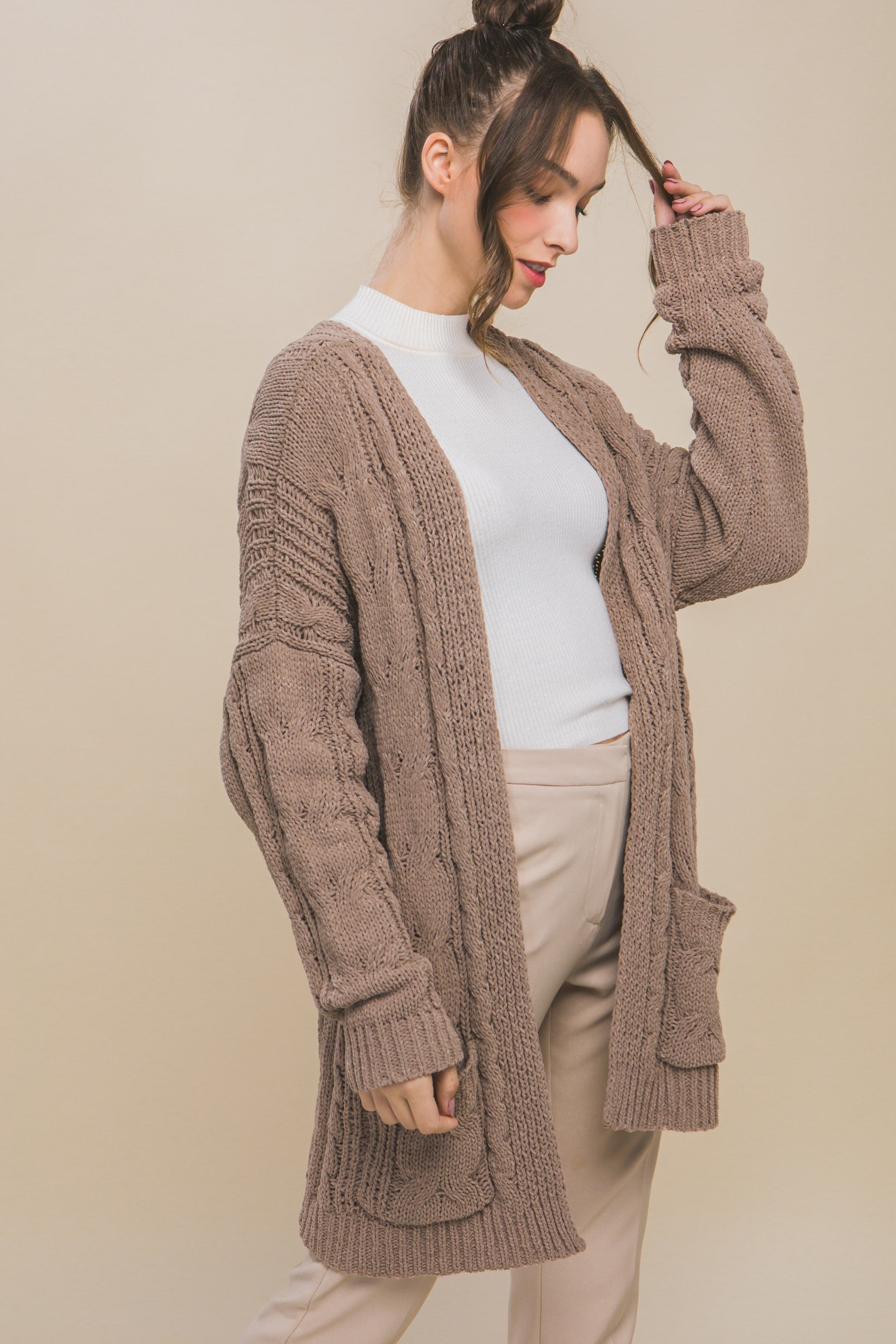 The Cassidy Cable Knit Open Cardigan