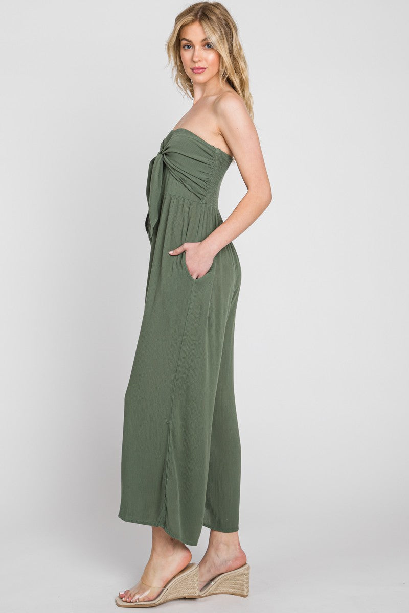 The Arla Strapless Front Tie Jumpsuit