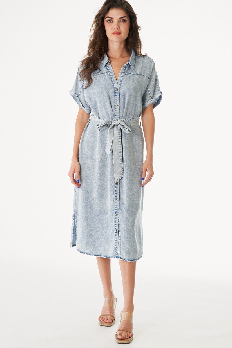 The Winry Denim Midi Shirt Dress – Thread + Seed