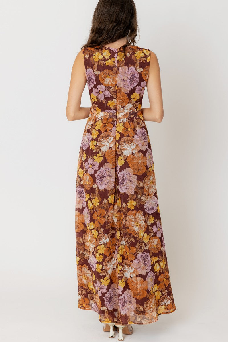 The Auburn Floral V-Neck Maxi Dress