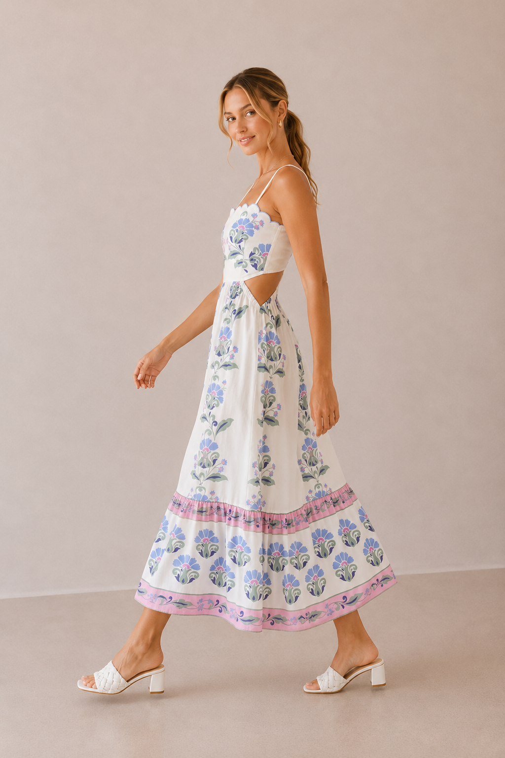 The Arabella Floral Border Midi Dress