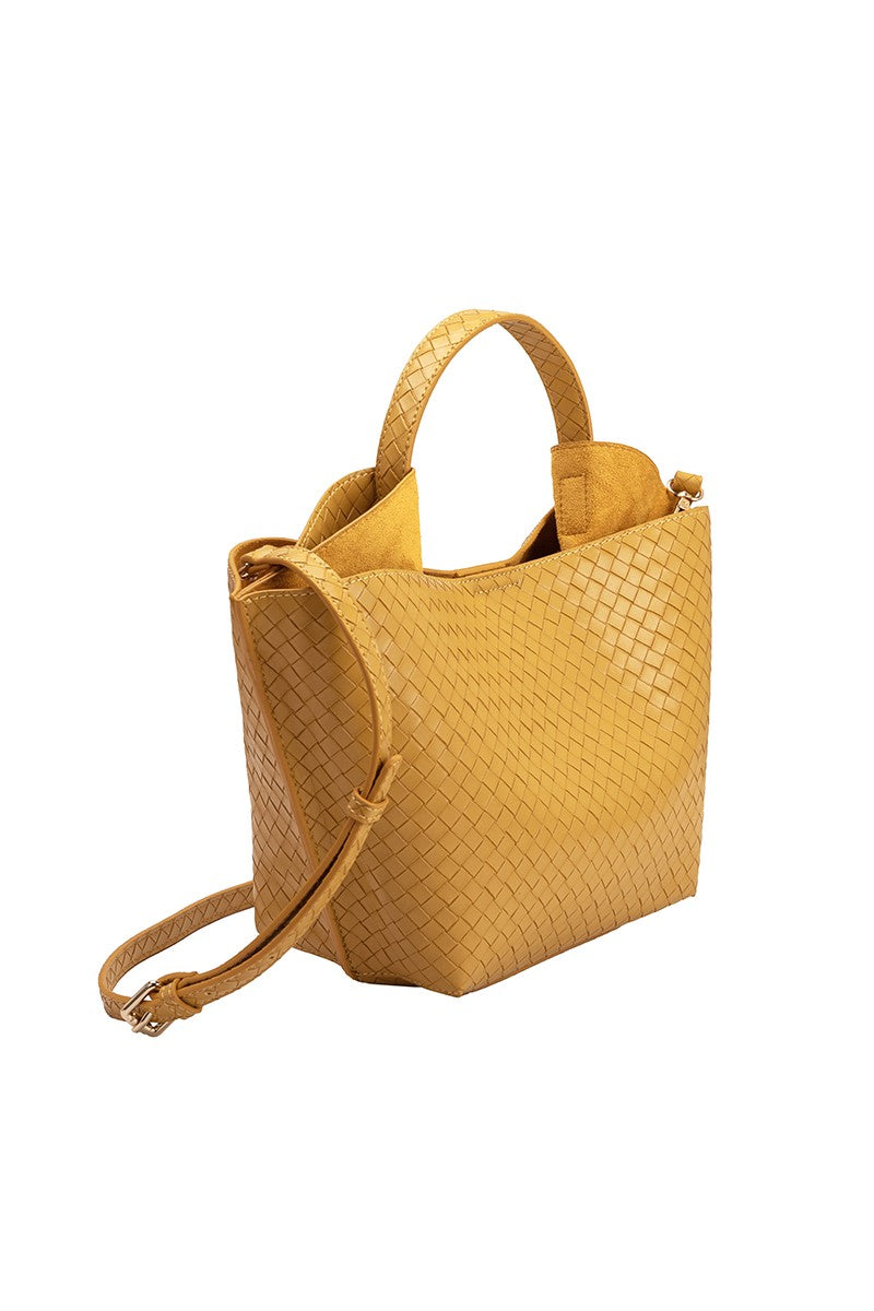 The Terri Yellow Vegan Top Handle Bag