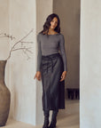 The Aquila Vegan Leather Tie Skirt