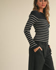 The Perry Striped Long Sleeve Top