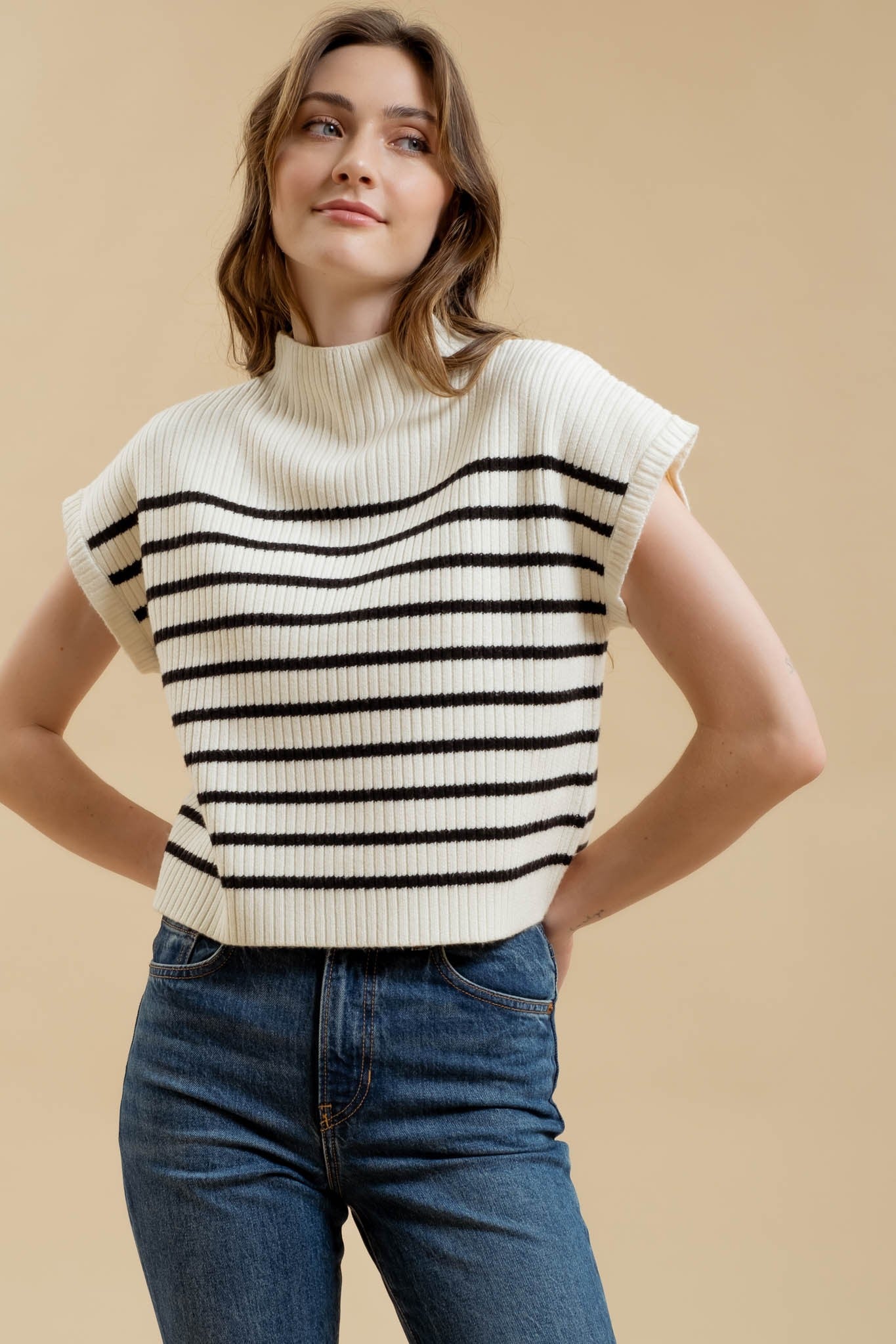 The Briar Mock Neck Short Sleeve Sweater