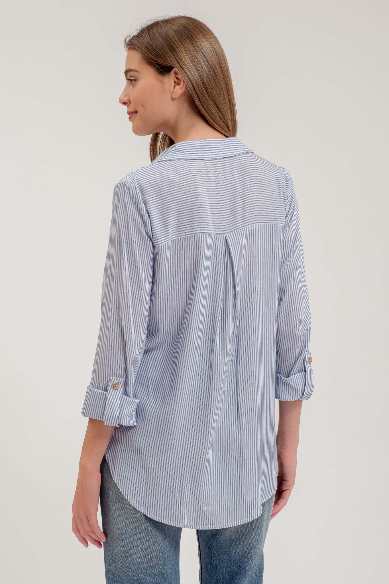 The Nadia Striped Buttondown Top