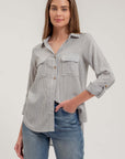 The Nadia Striped Buttondown Top