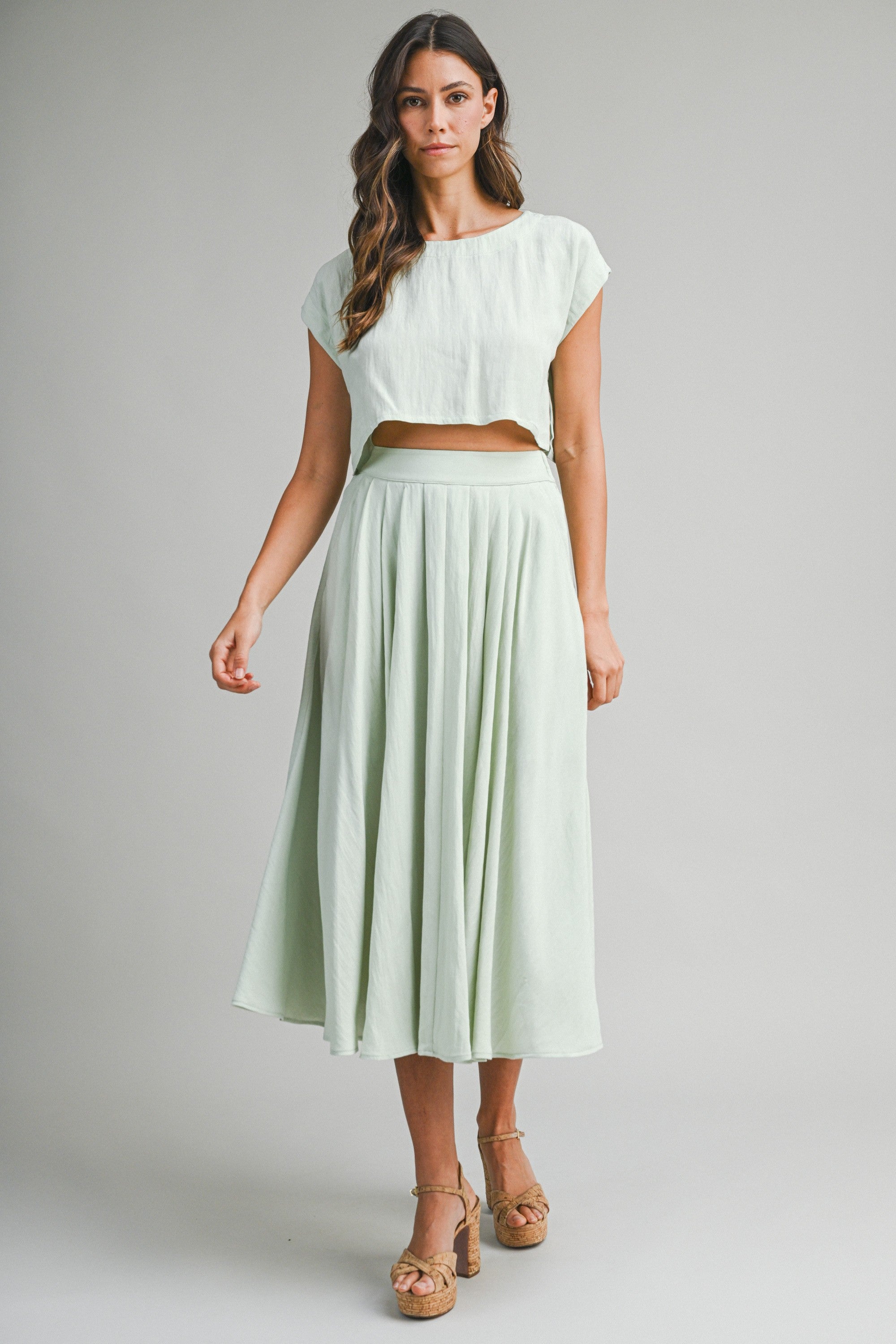 The Santorini Crop Top + Midi Skirt Set- Sold Separately