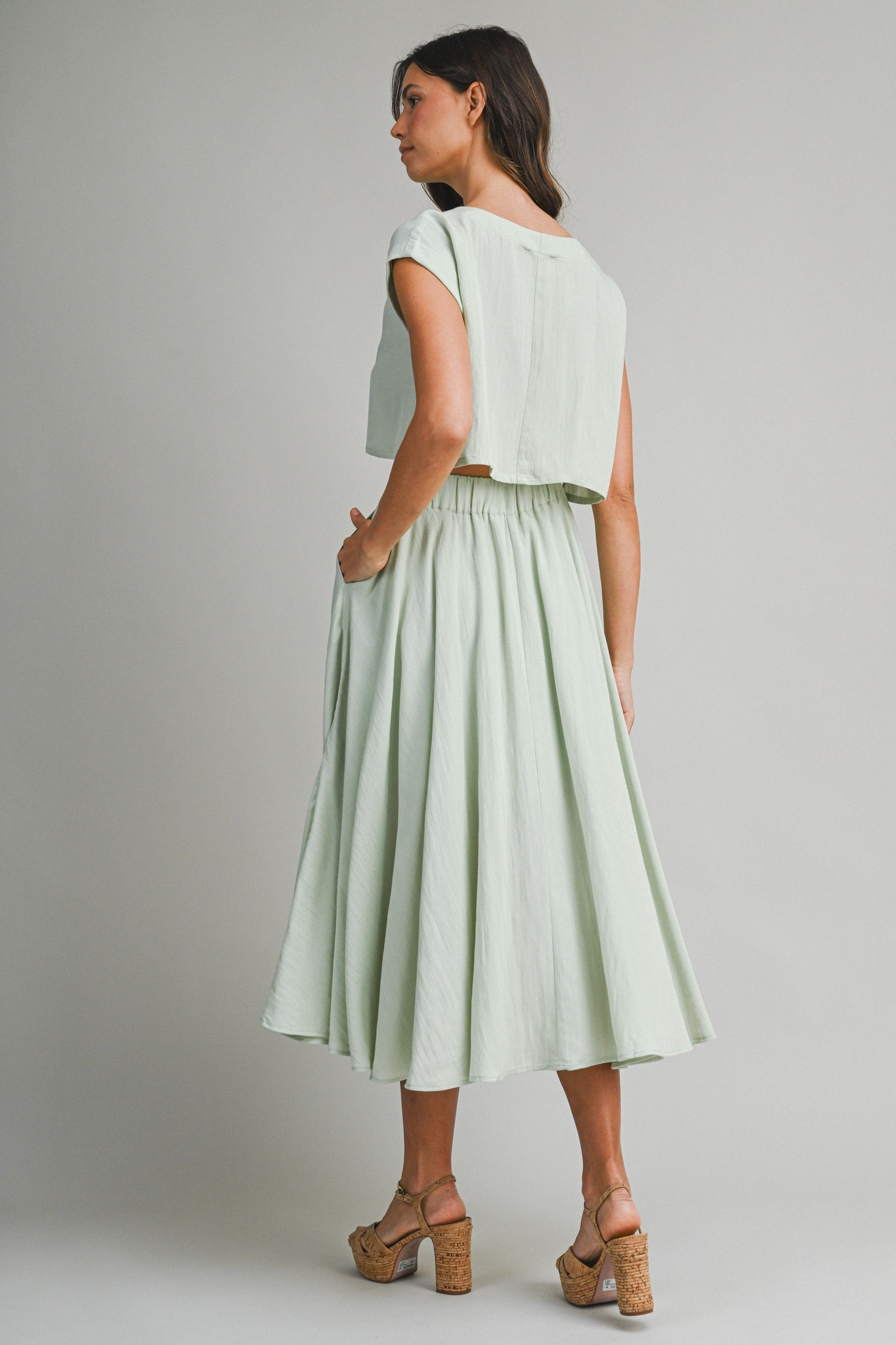 The Santorini Crop Top + Midi Skirt Set- Sold Separately