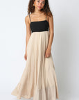 The Delyse Black Colorblock Maxi Dress