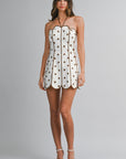 The Coralie Polka Dot Scalloped Mini Dress