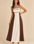 The Narae Brown Contrast Midi Dress