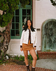 The Marcy Chestnut Suede Mini Skirt
