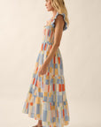 The Maribel Watercolor Flutter Sleeve Maxi Dress