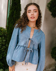 The Marisa Front Tie Denim Top