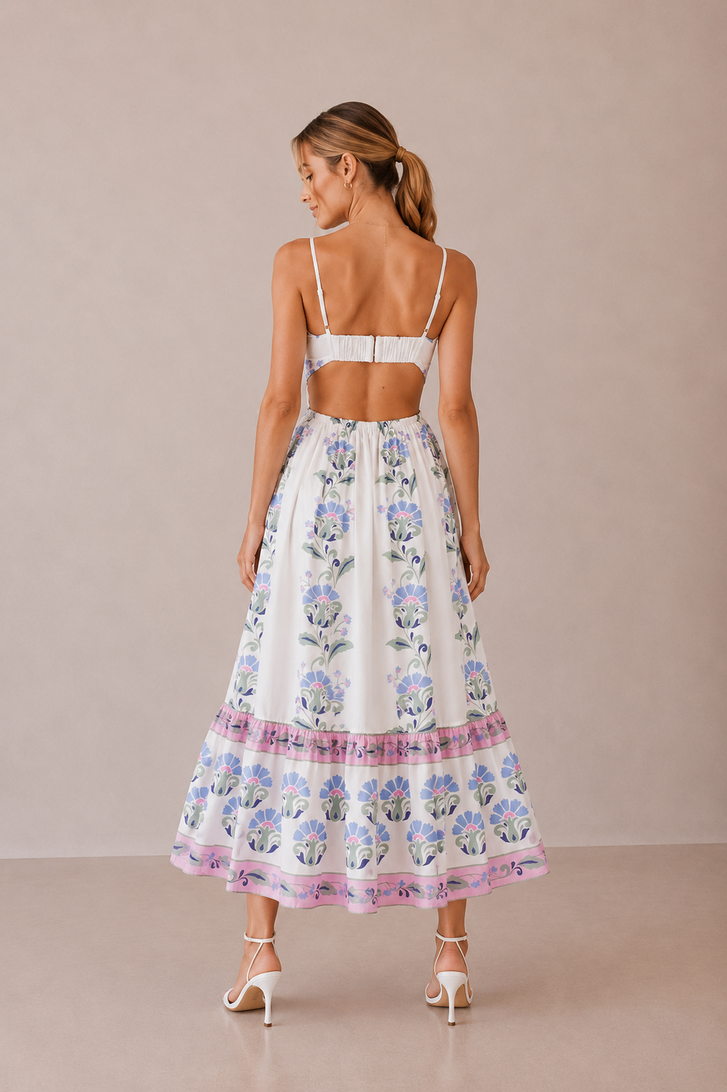 The Arabella Floral Border Midi Dress