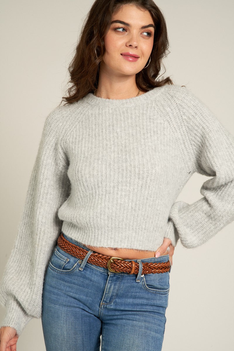 The Aemma Bubble Sleeve Cropped Sweater
