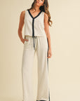 The Alba Linen Contrast Top + Pant Set - Sold Separately
