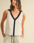 The Alba Linen Contrast Top + Pant Set - Sold Separately